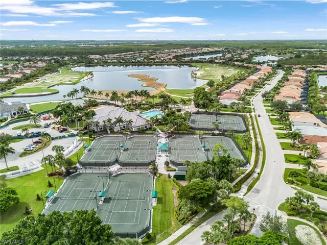 Aerial view of the Colonial Country Club lighted tennis courts.