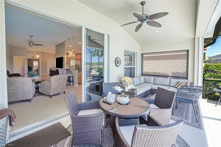 View of patio featuring ceiling fan and outdoor lounge area
