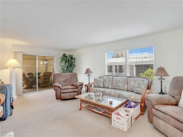 Living room with carpet flooring
