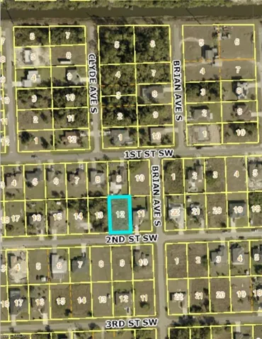 Aerial overview of property's location with property parcel outlined
