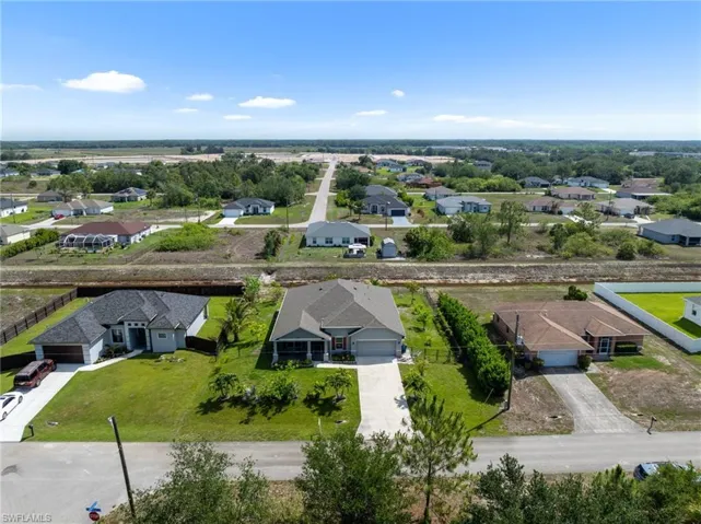 Aerial perspective of suburban area