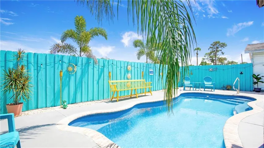 View of pool with a patio and a fenced backyard