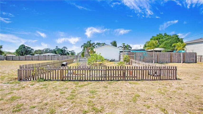 Fenced raised garden area