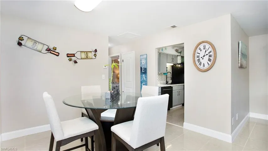 Dining space featuring baseboards and visible vents