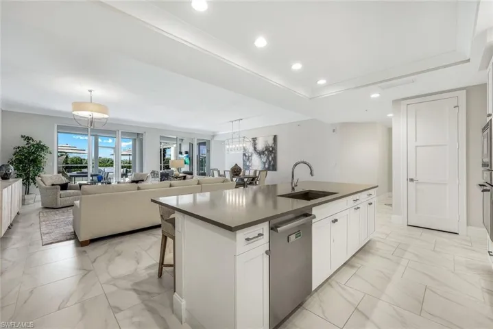View of great room from kitchen island.