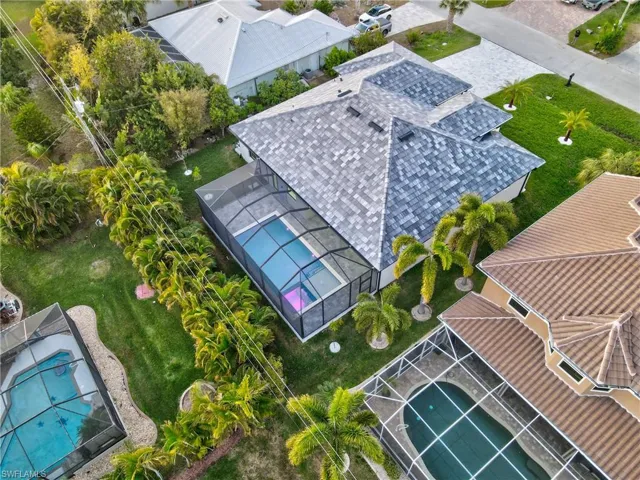 Drone / aerial view of a pool