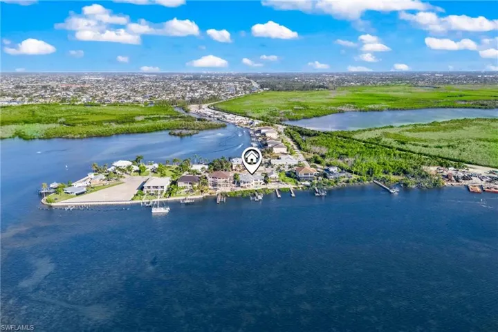 Aerial view of the Northwest Cape to the east - cross the Matlacha bridge to the west and discover Olde Florida - a beautiful charming artsy town with lots of personality, galleries and shops.  Continue west to Greater Pine Island - home to Bokeelia, St James City and home to marinas, restaurants and a vibrant island vibe!