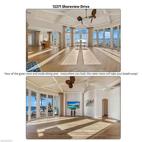 Beautiful neutral and timeless wood flooring with an accent wall of sea stones!