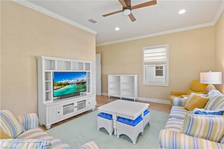 What a fun and flexible room - currently used as a tv room but super large and could be an additional bedroom, add bunkbeds or pullout couches for additional living space!