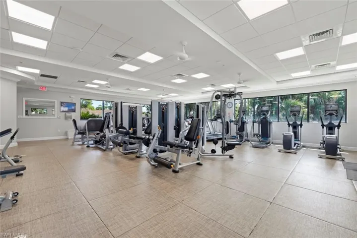 Exercise room featuring a paneled ceiling