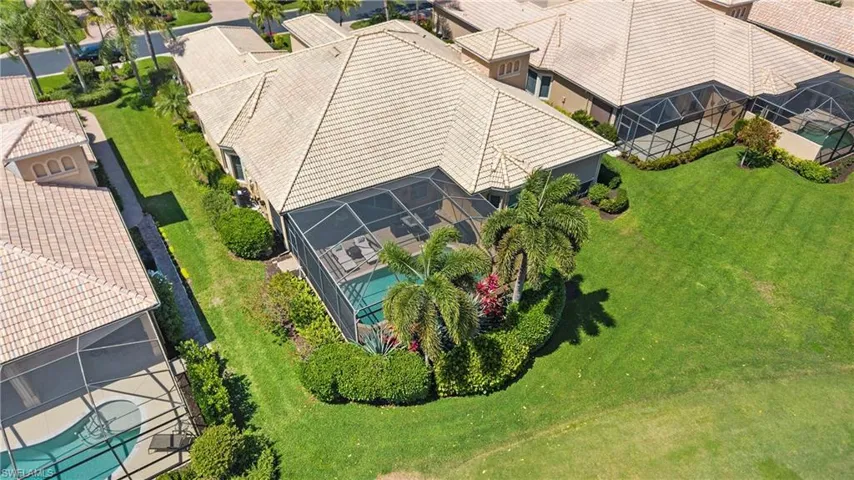 Aerial view of a pool area