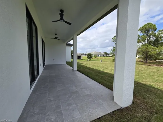 View of patio / terrace featuring ceiling fan