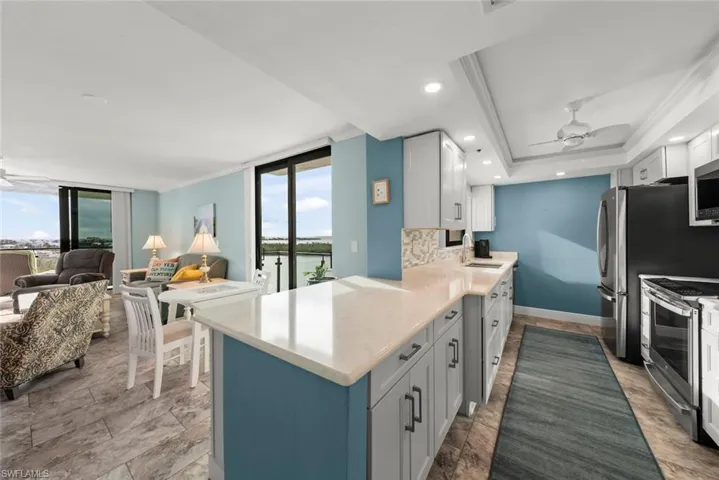 Updated galley-style kitchen with new appliances