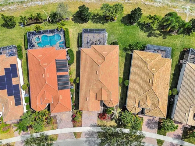 Drone / aerial view of a pool