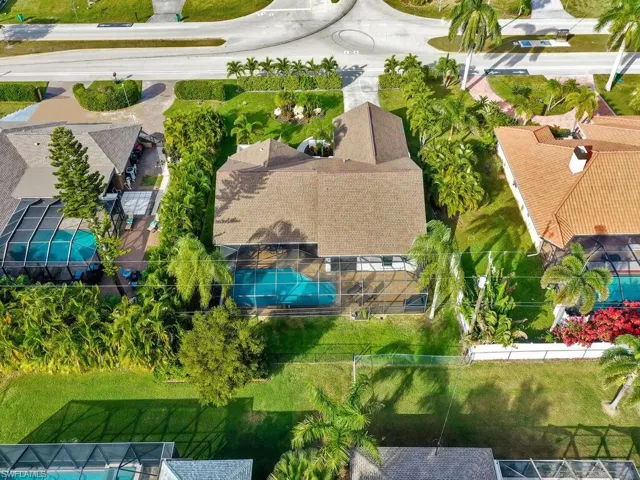 Drone / aerial view of a pool area
