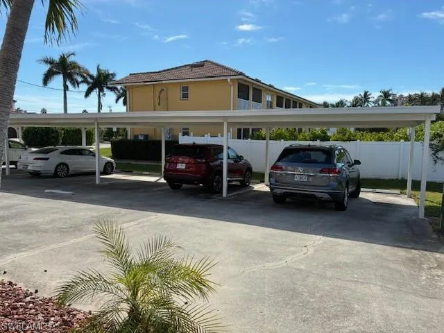View of covered parking lot