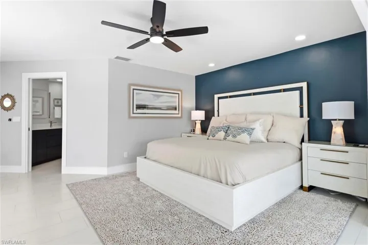 Primary bedroom with expanded bonus space.