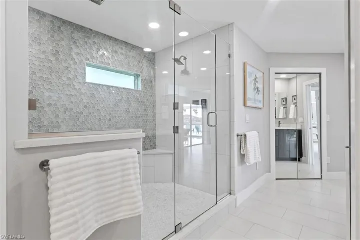 Primary bathroom with HUGE shower with numerous jets