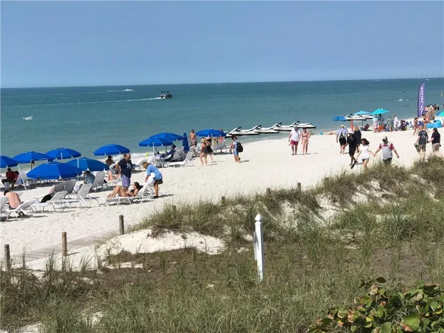 View of water feature with a beach view