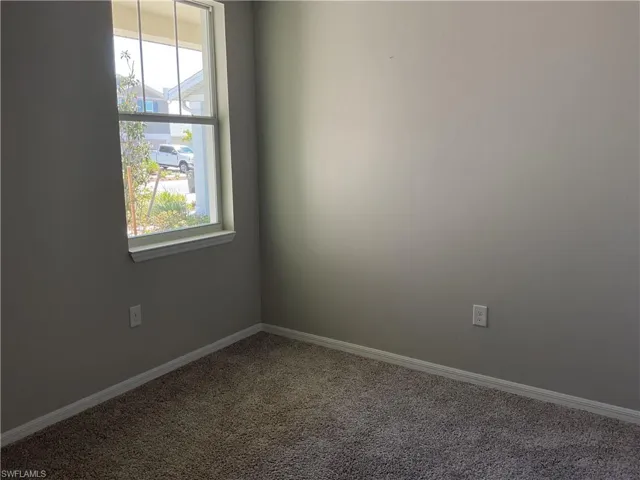 Carpeted spare room with baseboards and a healthy amount of sunlight