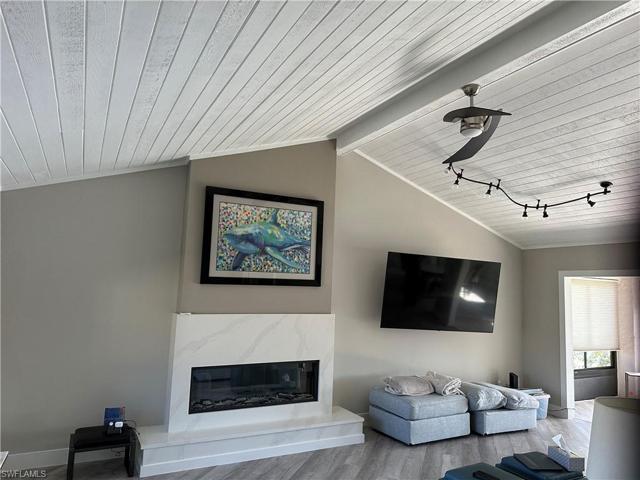 Living Room with Cedar Painted Ceiling