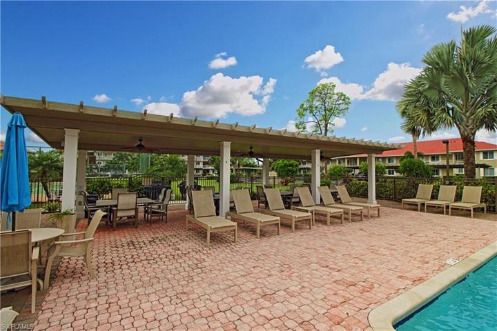 Large pool deck with covered area for shade