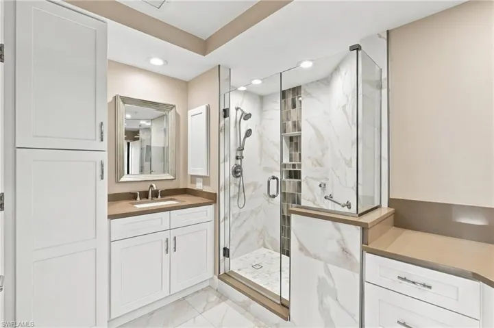 Renovated bathroom with walk in shower