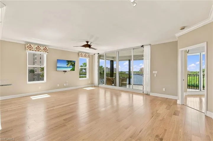 Great room with open living and windows all around