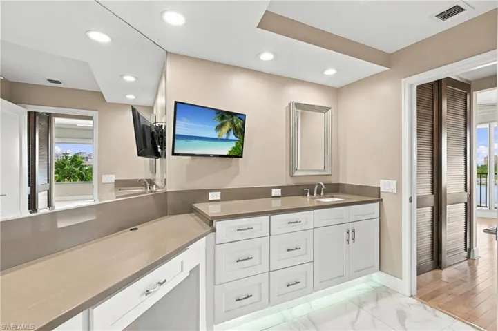 Renovated bathroom with walk in shower