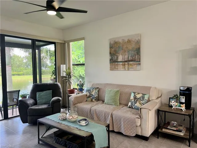 Living area with view of lanai