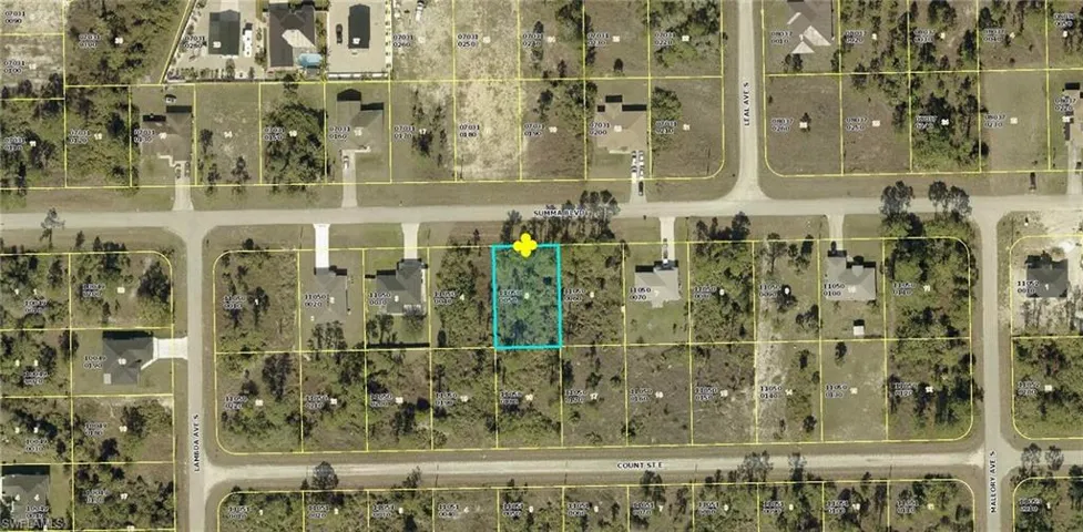 Aerial map of property and surrounding area with property parcel outlined