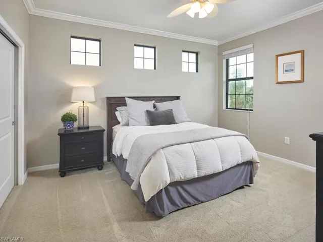 The split floorpan allows for guest bedrooms to be privately tucked away from the primary bedroom.