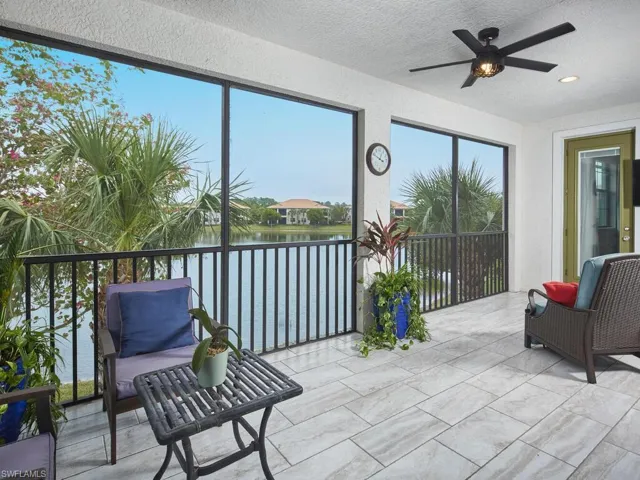 Enjoy unobstructed views of the tranquil lake  and fountain.