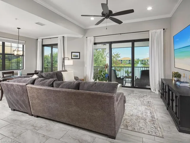 Open the sliding doors -- enjoy the soothing sound of the fountain as it spills into the beautiful lake.