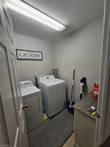 Laundry area featuring washing machine and dryer