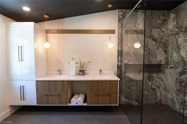 Custom cabinets with linen storage
