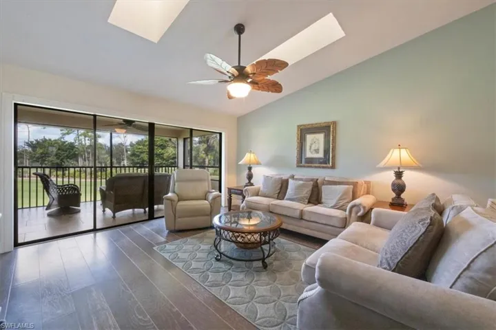 Living room with skylights
