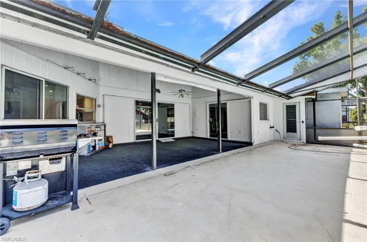 View of patio / terrace featuring ceiling fan