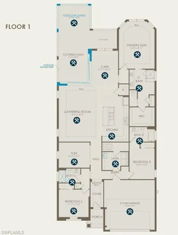 Floor plan with structurals selected
