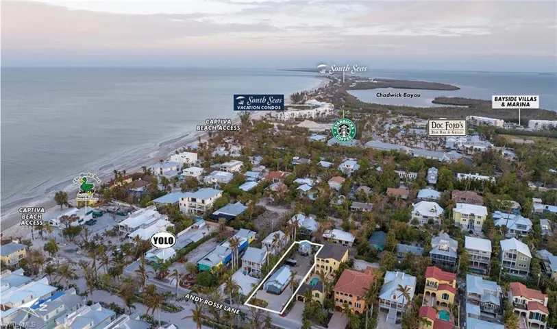 Aerial view at dusk with a water view