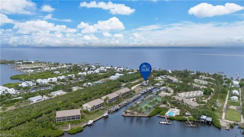 Drone / aerial view of a large body of water