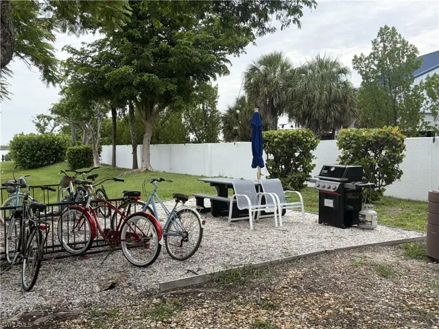 Current grilling area and bike storage.