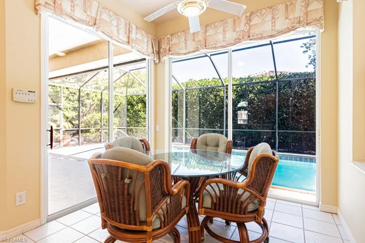 Breakfast nook with expansive views to the pool and spa.