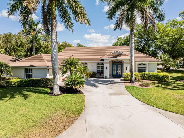 Mediterranean style ranch house with 3 bedrooms, plus den and 2 full bathrooms.  Located on a large corner lot.
