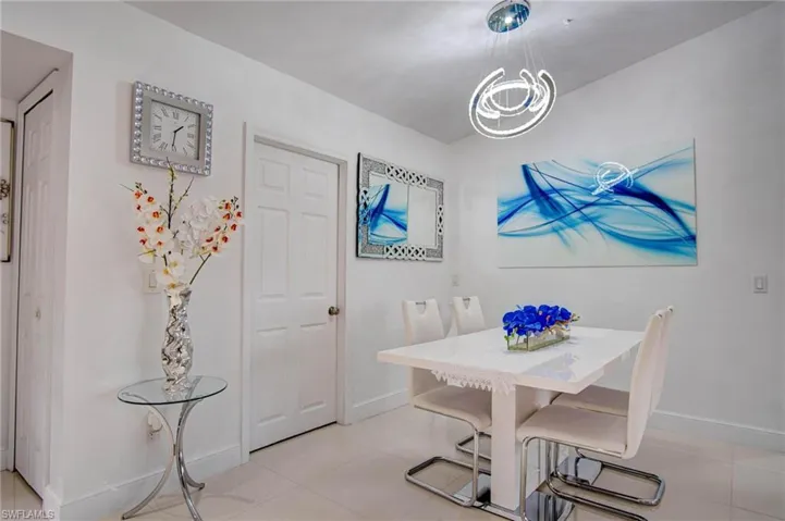 View of tiled dining room