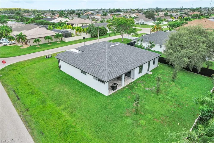 Aerial perspective of suburban area