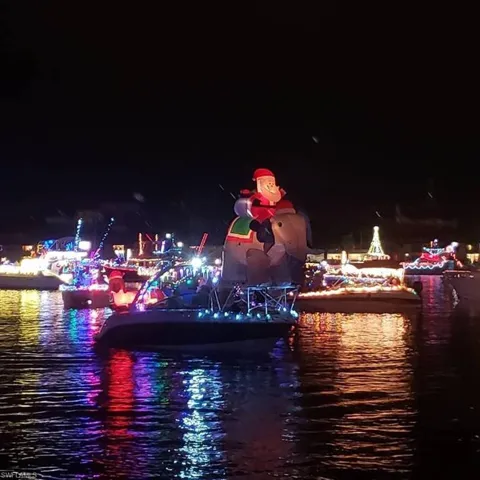 Boat Parade passes by your back yard in December!  Over 100 decorated boats!