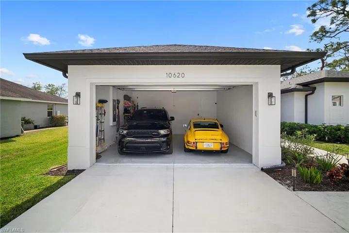 Garage with driveway