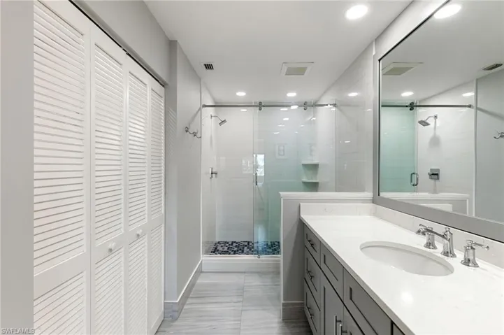 Spacious and tastefully done primary bathroom.