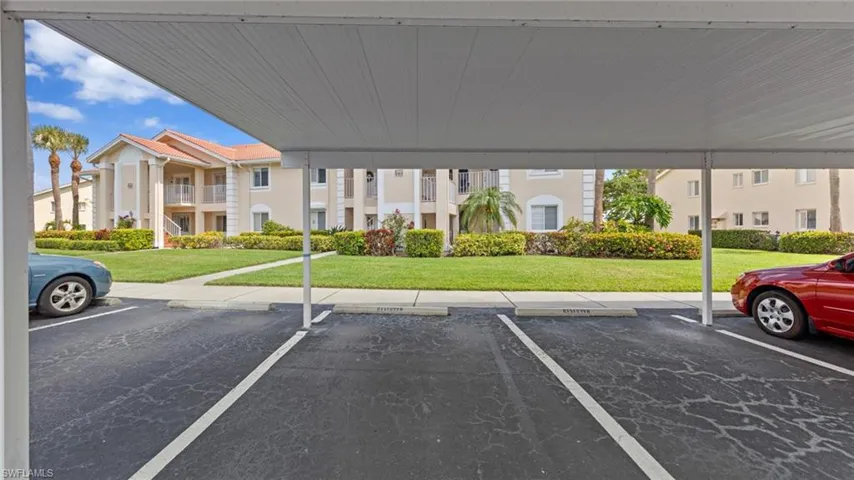 View of partially covered parking lot